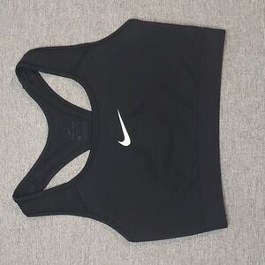 Nike Dri-Fit Black White Swoosh Racerback Sports Bra Size Small